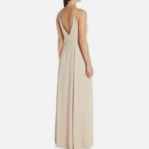 Nwt WAYF The Angelina Slit Wrap Gown Dress Size Small In Champane - Picture 2 of 10